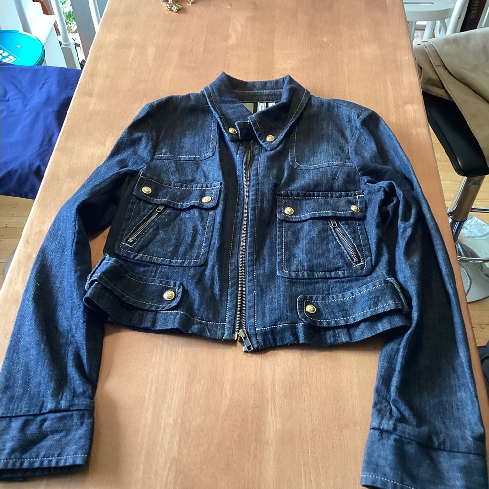 BCBGMaxAzria “Riley” Cropped Denim Jacket